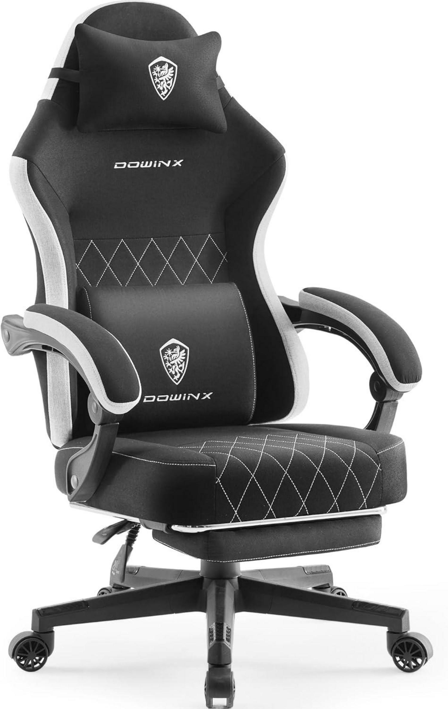 Ergonomischer Gaming Stuhl mit Massage und Fußstütze, Schwarz