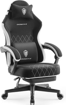 Ergonomischer Gaming Stuhl mit Massage und Fußstütze, Schwarz