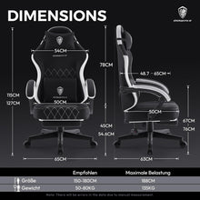 Ergonomischer Gaming Stuhl mit Massage & Fußstütze, Schwarz