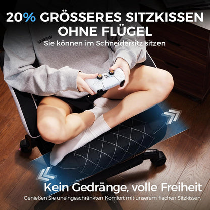 Ergonomischer Gaming Stuhl mit Massage und Fußstütze, Schwarz