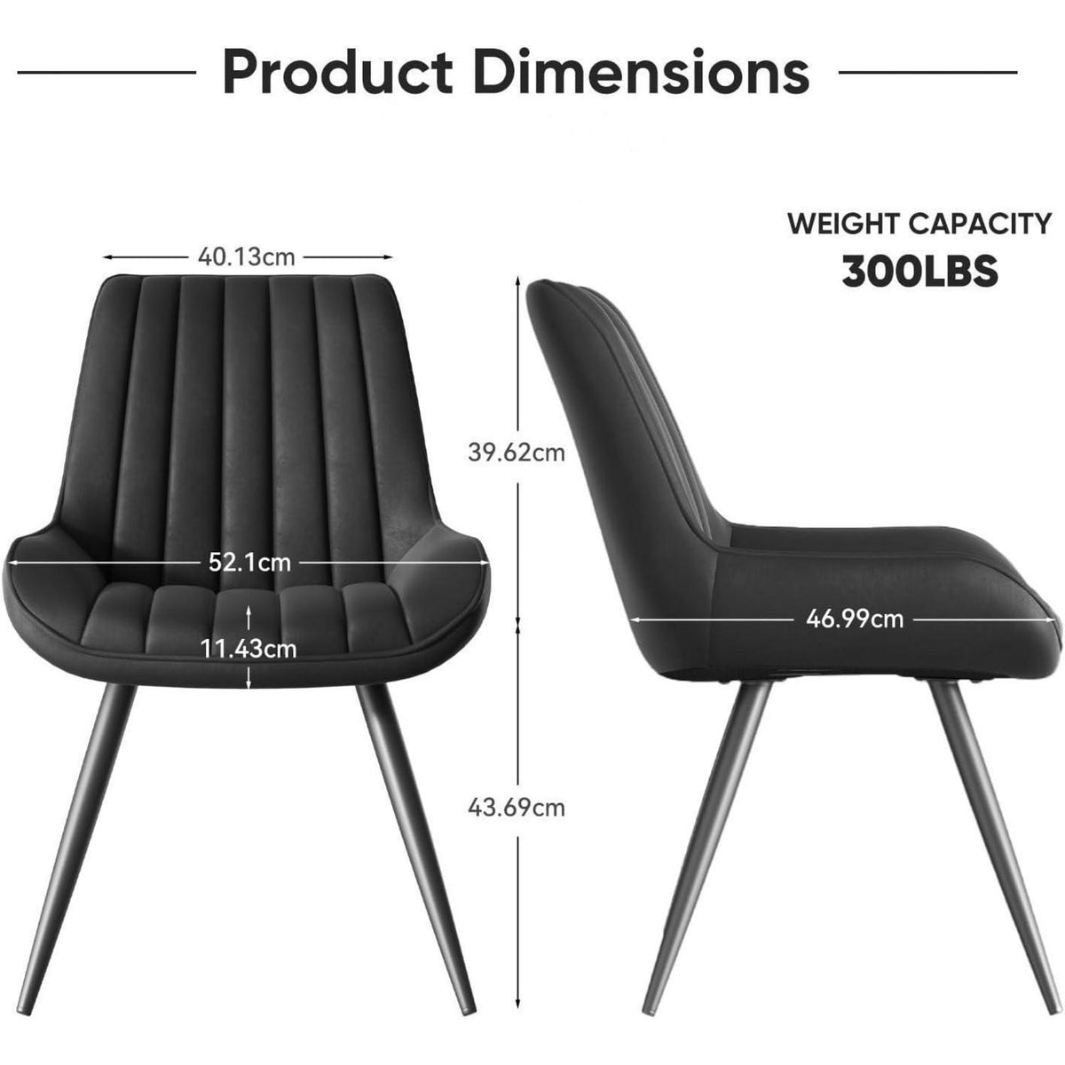 Esszimmerstühle 2er Set | Polsterstühle mit Sitzkissen Schwarz