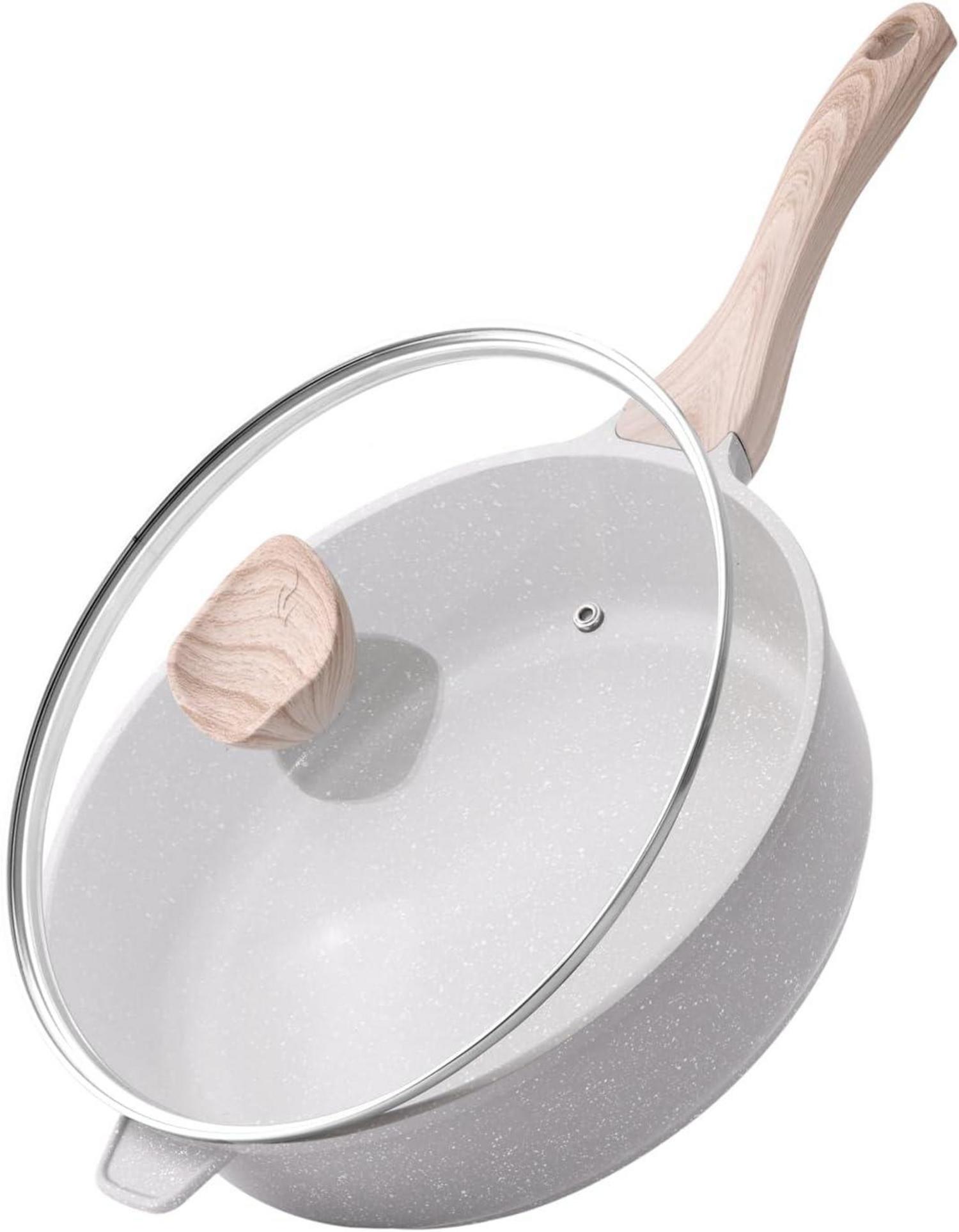 Keramik Bratpfanne 28 cm Induktion Antihaft mit Deckel PFOA Frei