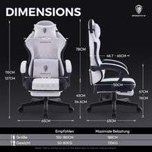 Ergonomischer Gaming Stuhl Stoff mit Massage und Fußstütze