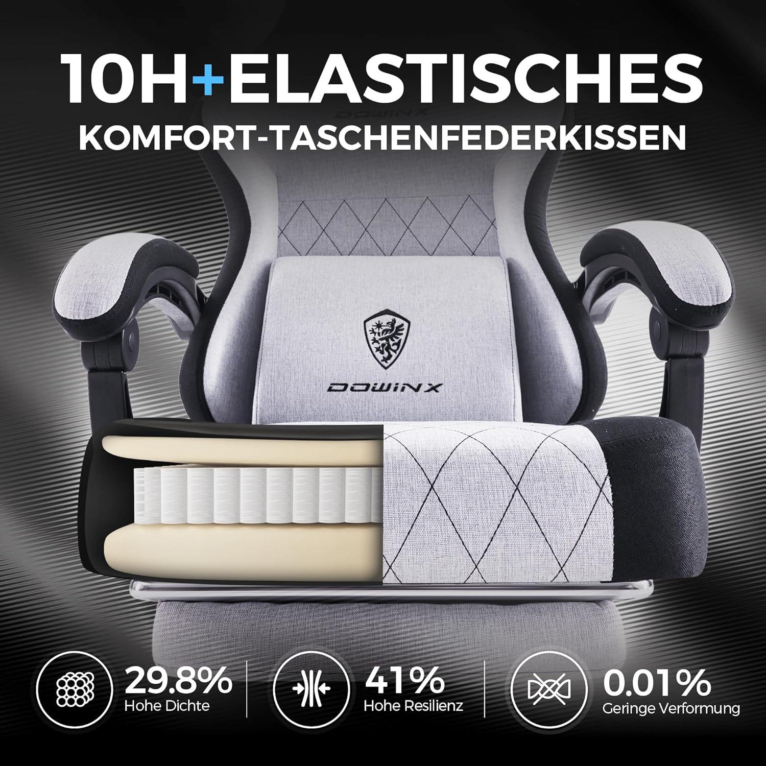 Gaming Stuhl Stoff Massage Lendenwirbelstütze Fußstütze Ergonomischer
