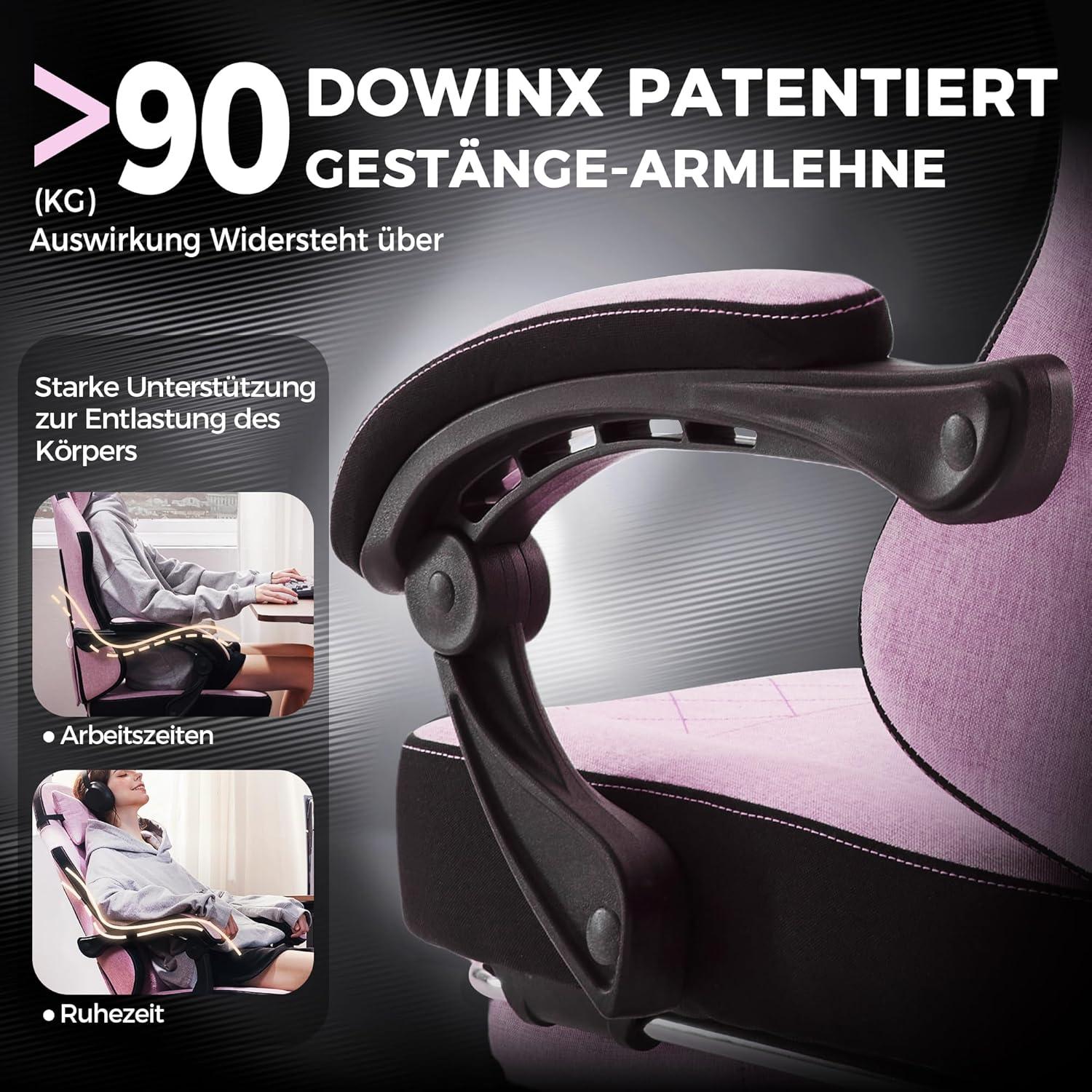 Ergonomischer Gaming Stuhl mit Massage und Fußstütze für Erwachsene, rosa