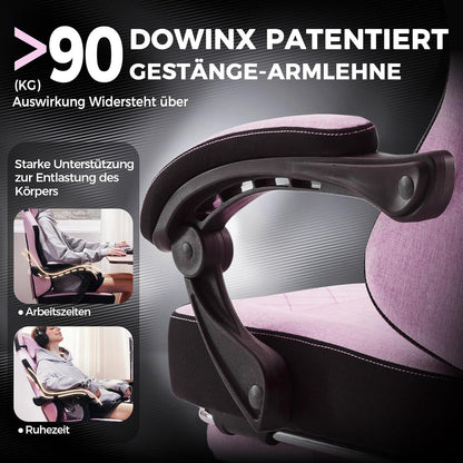 Ergonomischer Gaming Stuhl mit Massage und Fußstütze für Erwachsene, rosa