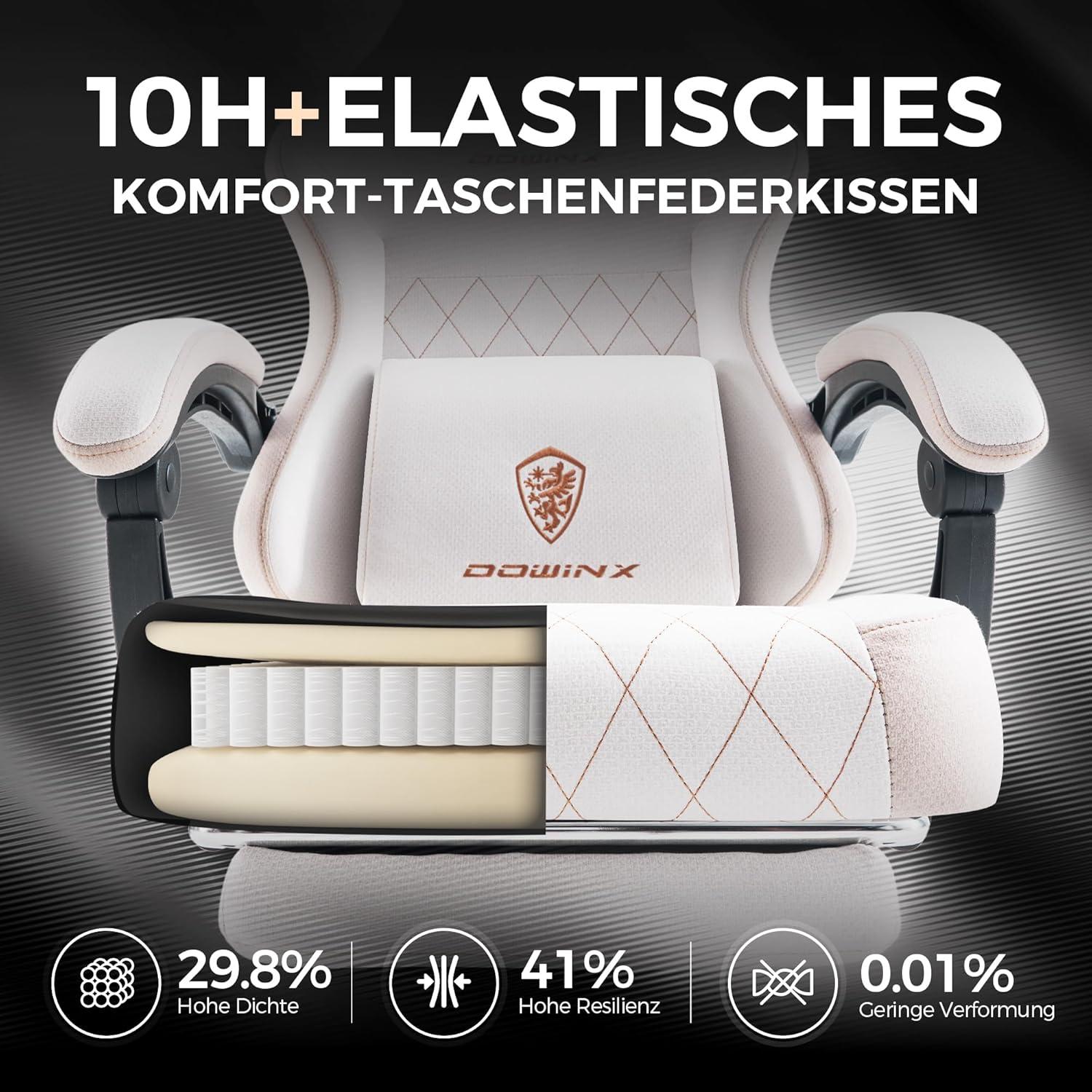 Gaming Stuhl Stoff mit Massage Lendenwirbelstütze Bürostuhl für