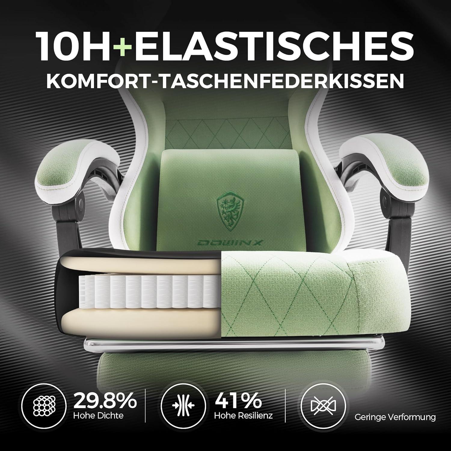 Gaming Stuhl mit Massage und Fußstütze, ergonomisch, für