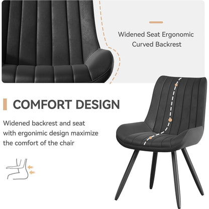 Esszimmerstühle 6er Set | Polsterstühle Schwarz mit Sitzkissen