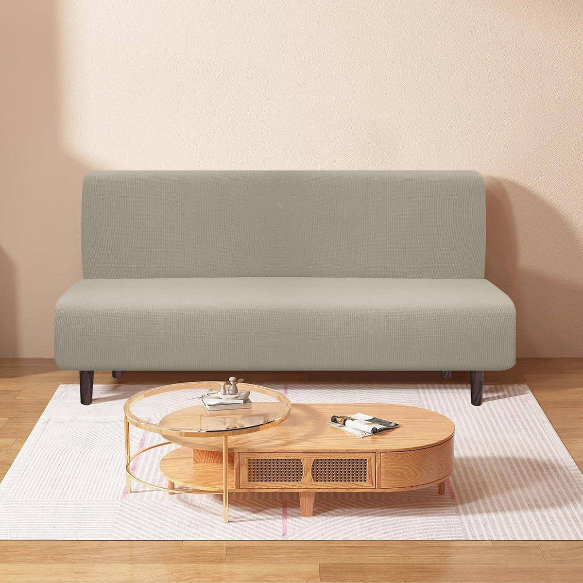 Wasserdichte Futon Abdeckung ohne Armlehnen – Sandfarben