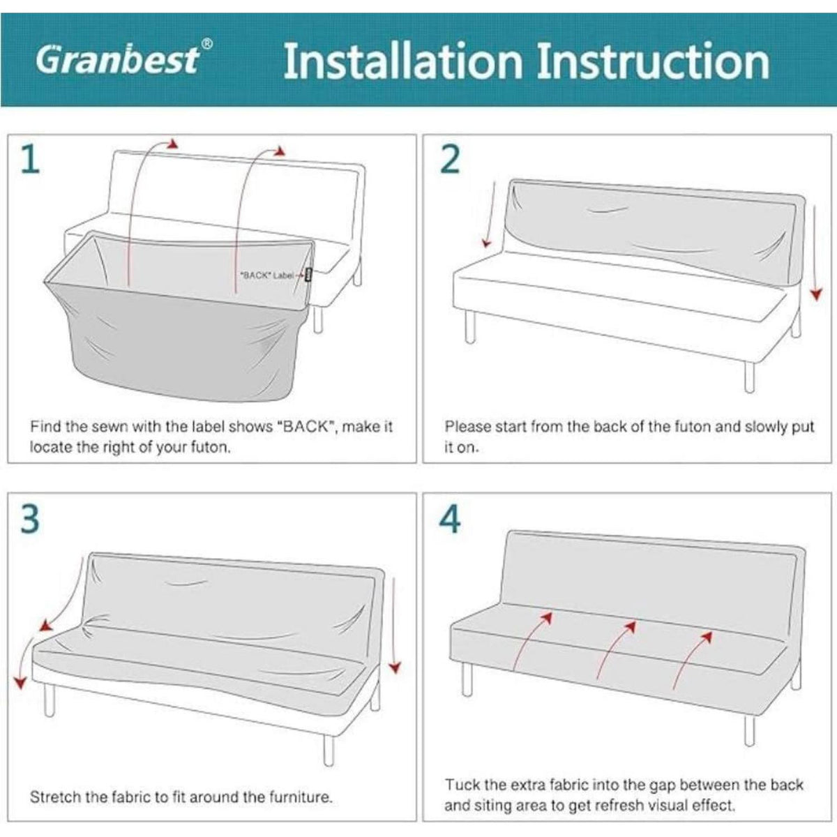 Wasserdichte Futon Abdeckung ohne Armlehnen – Sandfarben