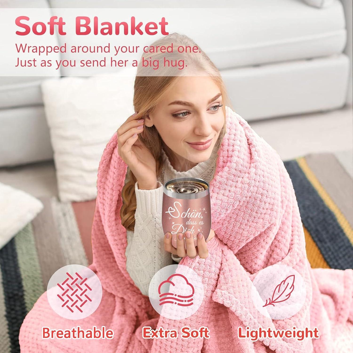 Geschenkset für Frauen: Kuscheldecke, Weinbecher, Duftkerzen & mehr