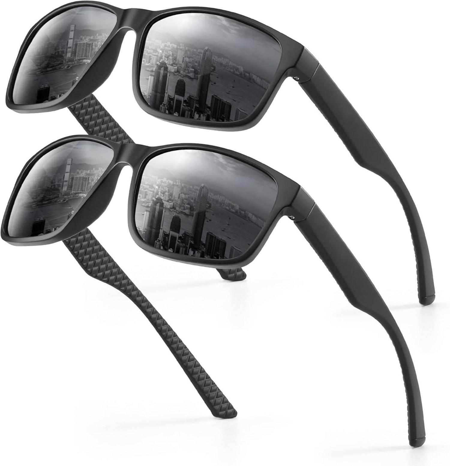 Polarisierte Sonnenbrille UV400 Sportbrille Damen Herren in Schwarz