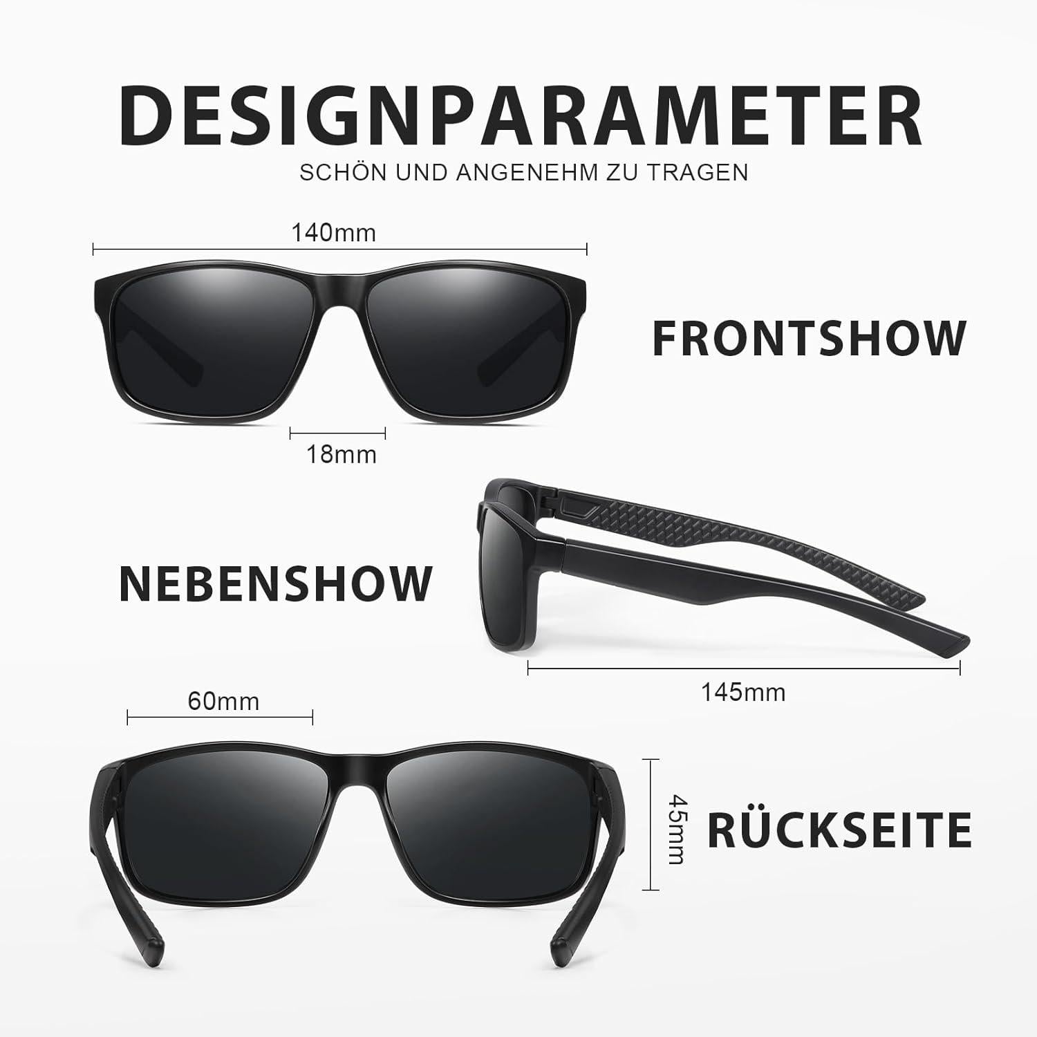 Occhsouo Polarisierte Sonnenbrille Herren Damen UV400 Sport Schwarz