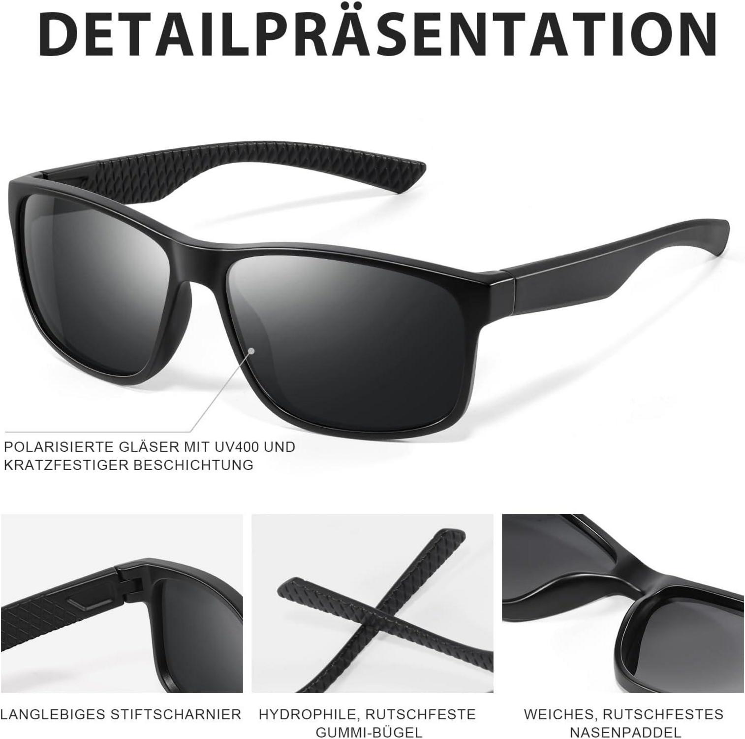 Polarisierte Sonnenbrille Herren Damen UV400 Sport Ultraleicht Schutz