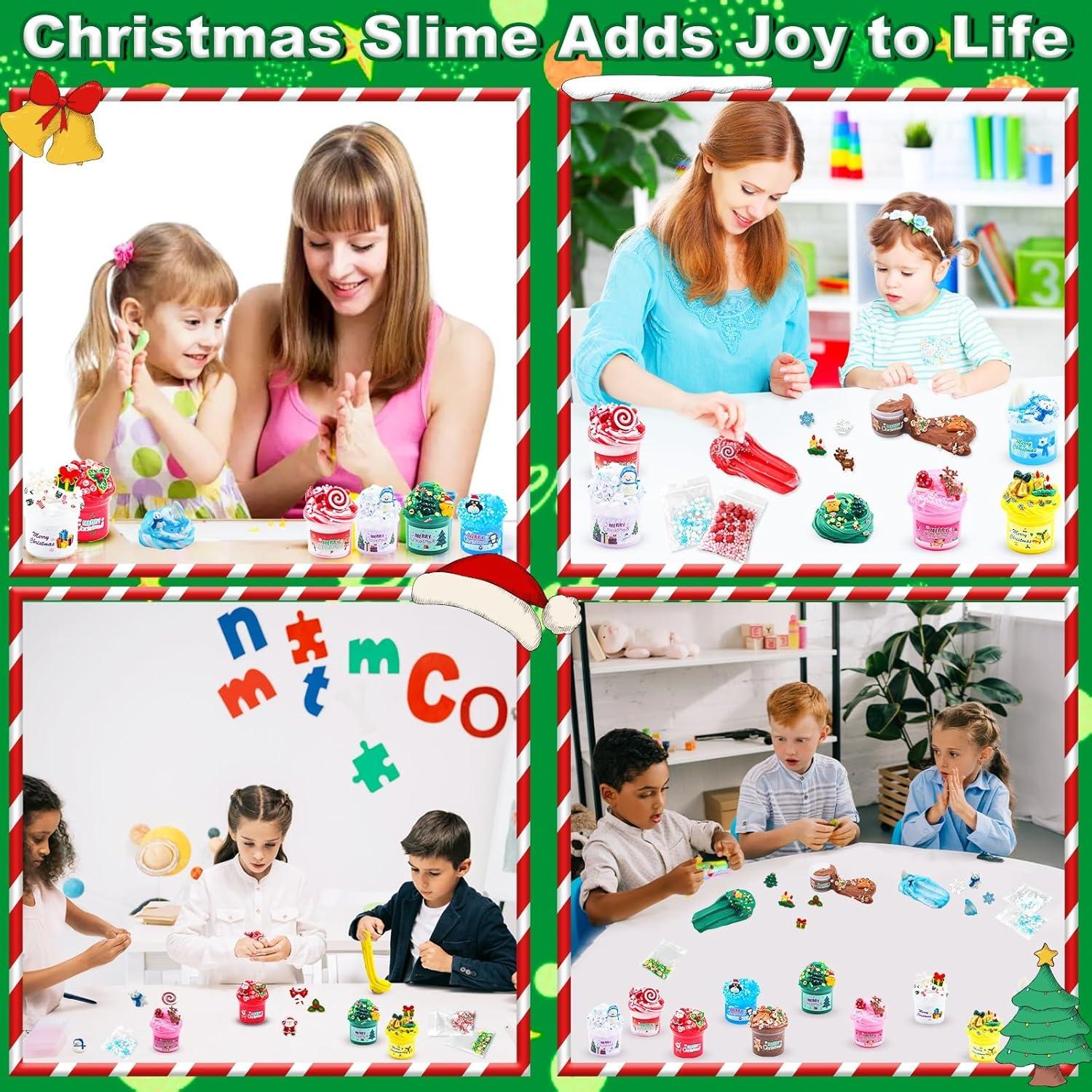 Slime Adventskalender 2024 Spielzeug Set Weihnachts-Countdown 24 Tage Kinder