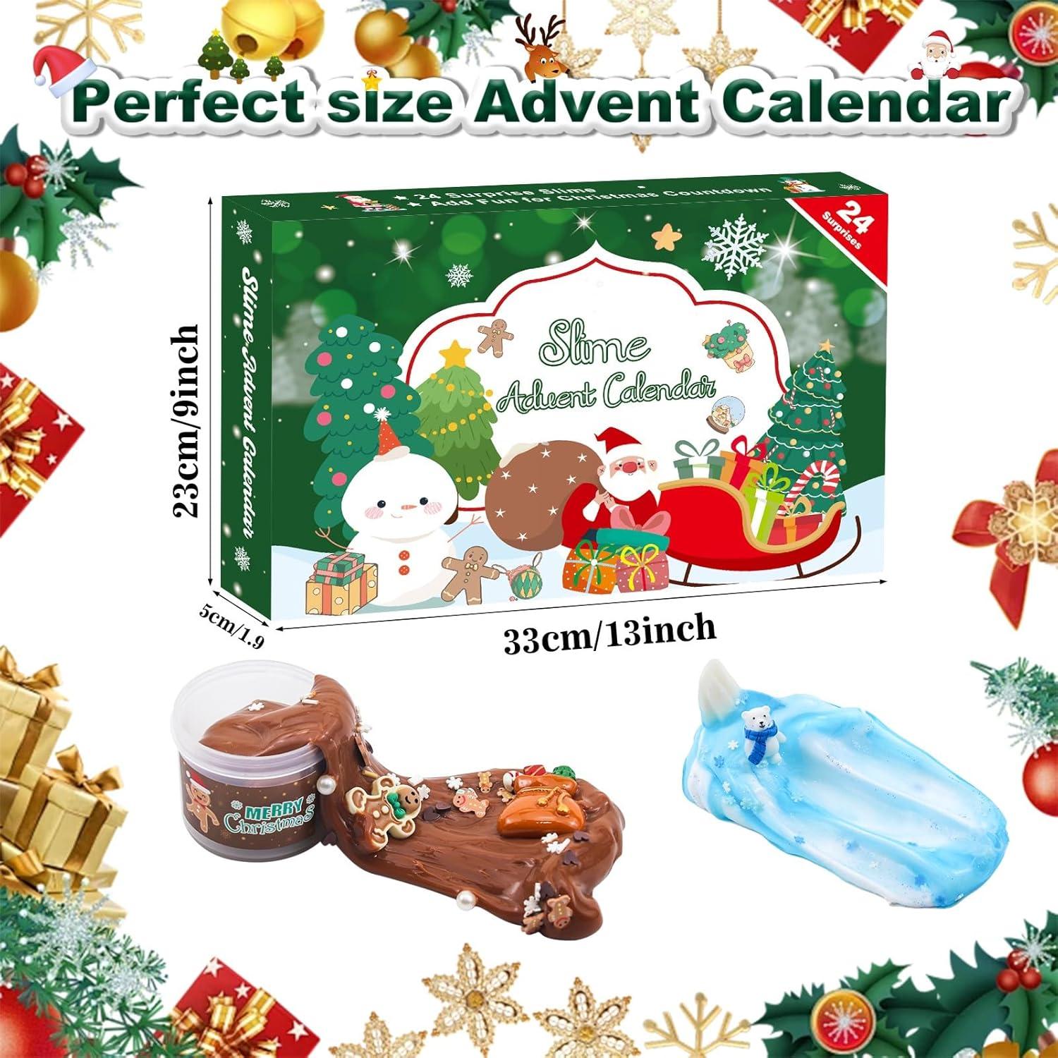Weihnachts-Slime-Adventskalender 2024 für Kinder, DIY Slime Set 24 Tage Countdown