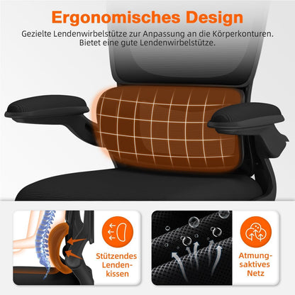 Ergonomischer Bürostuhl mit Verstellbarer Kopfstütze und Wippfunktion
