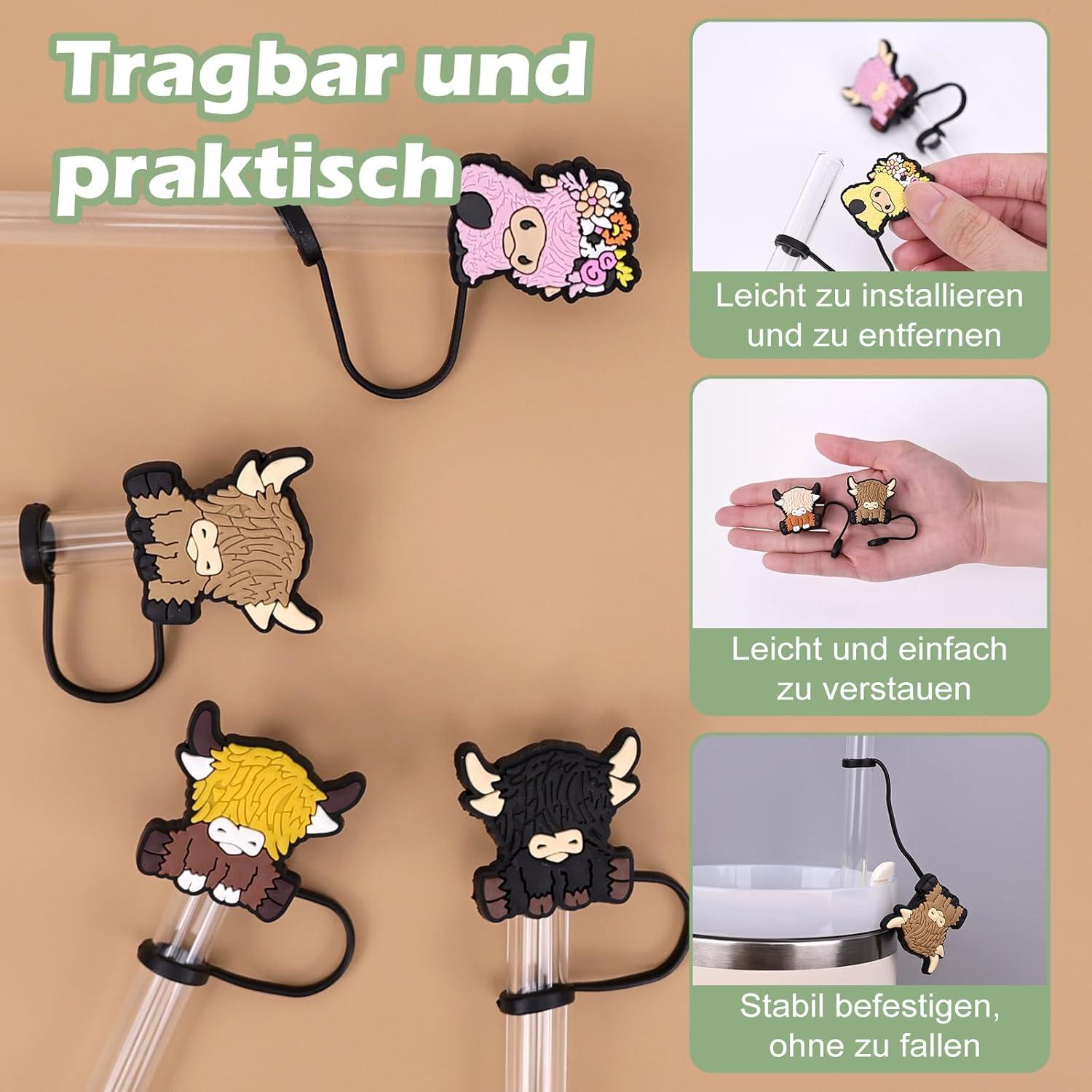 8er Set Silikon Strohhalm Abdeckung für Stanley Cup- 10mm - Wiederverwendbar