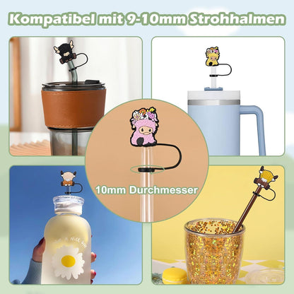 8er Set Silikon Strohhalm Abdeckung für Stanley Cup- 10mm - Wiederverwendbar