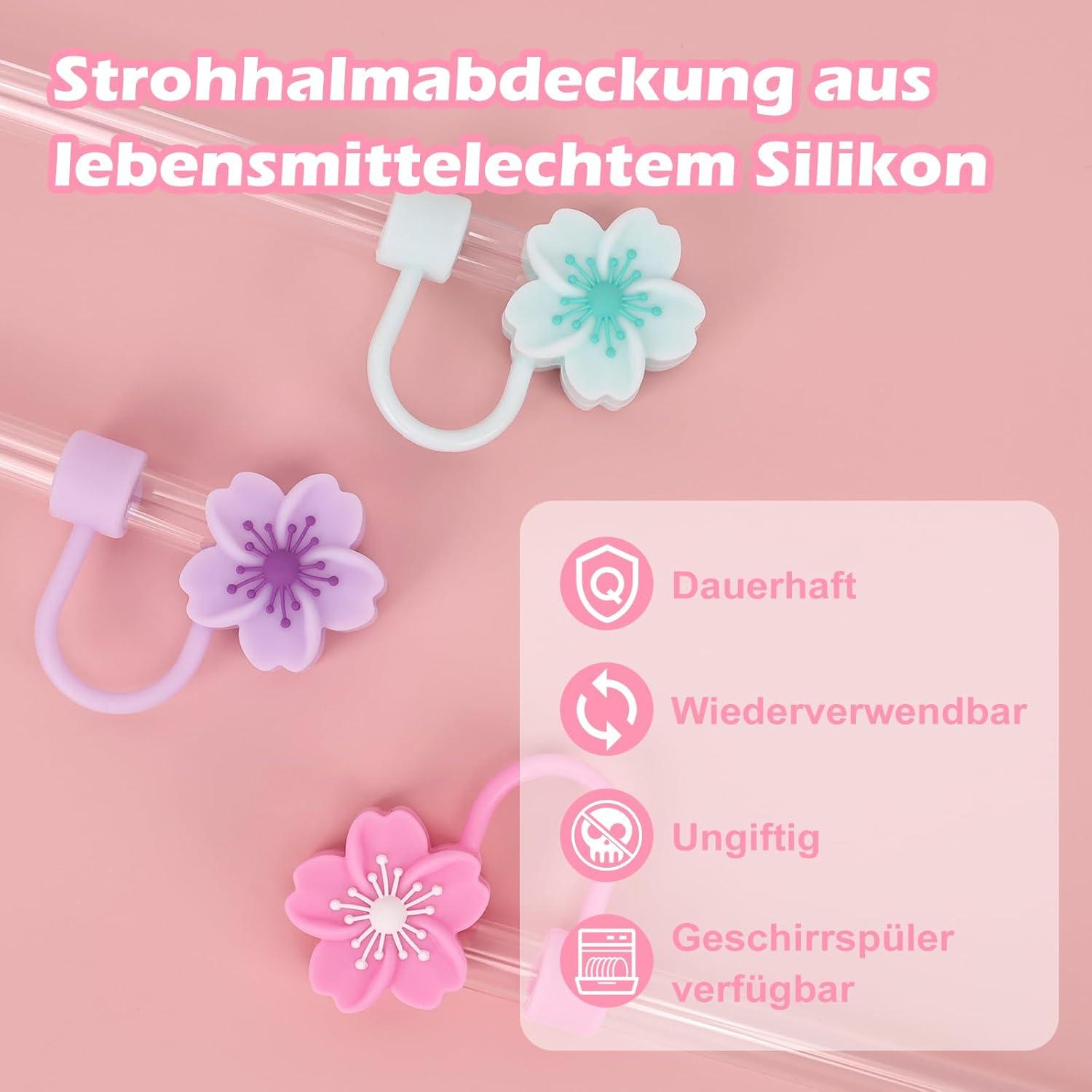 8er Set Strohhalm Abdeckungen für Stanley Cup Becher, 10mm Silikon, Staubdicht, Wiederverwendbar