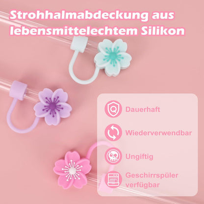 8er Set Strohhalm Abdeckungen für Stanley Cup Becher, 10mm Silikon, Staubdicht, Wiederverwendbar