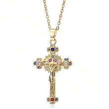 Goldene Zirkonia Kreuzkette 18K Vergoldet Modeschmuck Geschenk
