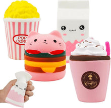 4 Stück Katze Hamburger Squishies Stressabbau Spielzeug