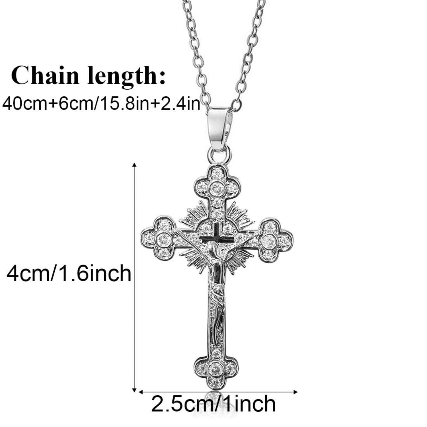 Damen Silber Kreuz Kette Zirkonia Anhänger Geschenk Modeschmuck