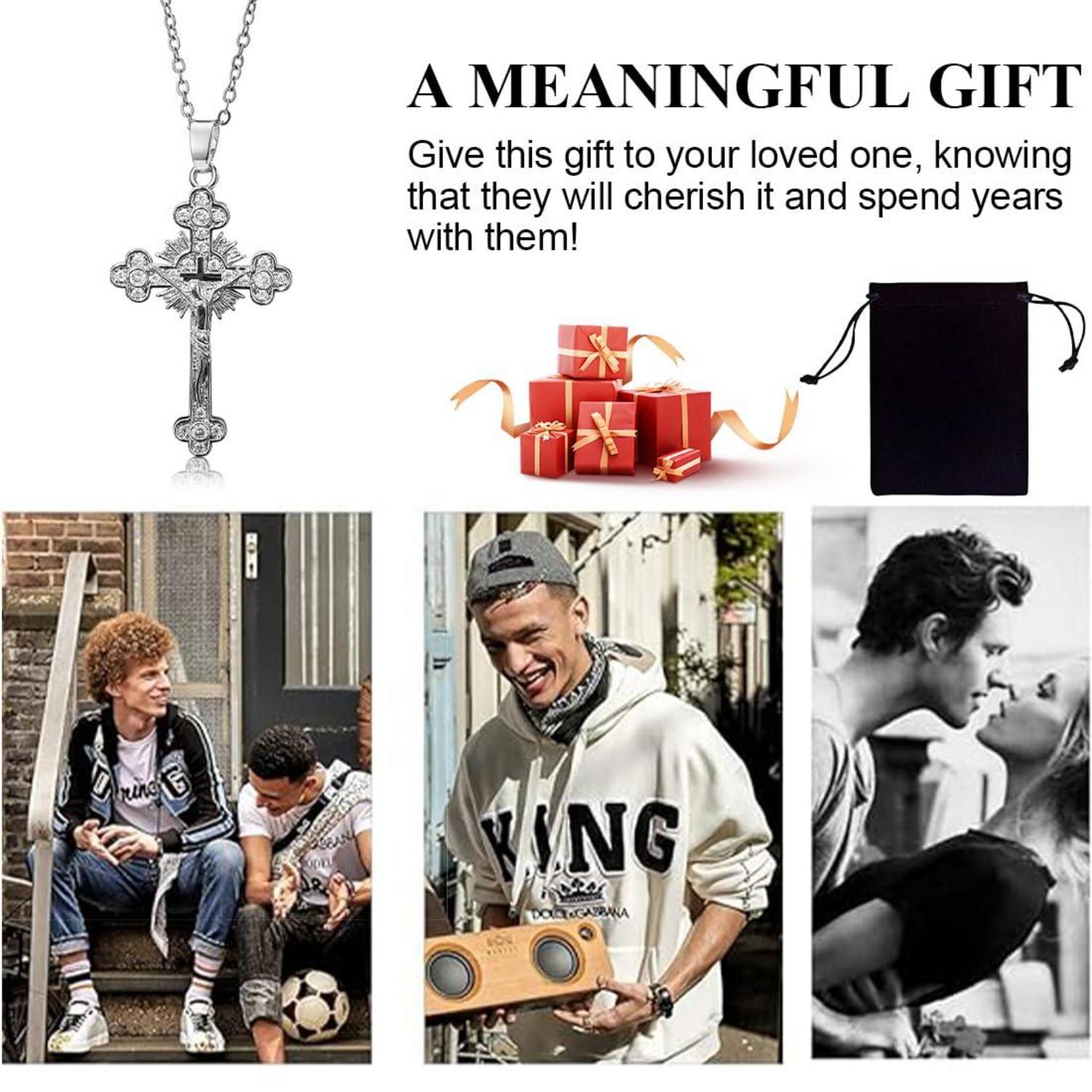 Damen Silber Zirkonia Kreuz Kette Anhänger Modeschmuck Geschenk