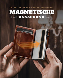 DODENSHA RFID Slim Wallet mit Münzfach für Herren Schwarz