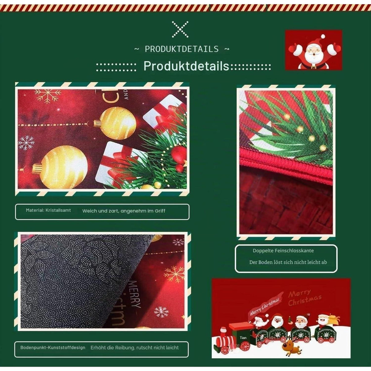 Weihnachts Fußmatte 40x60cm - Kuschelweicher Teppich für Zuhause