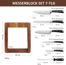 PAUDIN Messerblock Set, 7-teilig, Edelstahl, Profi