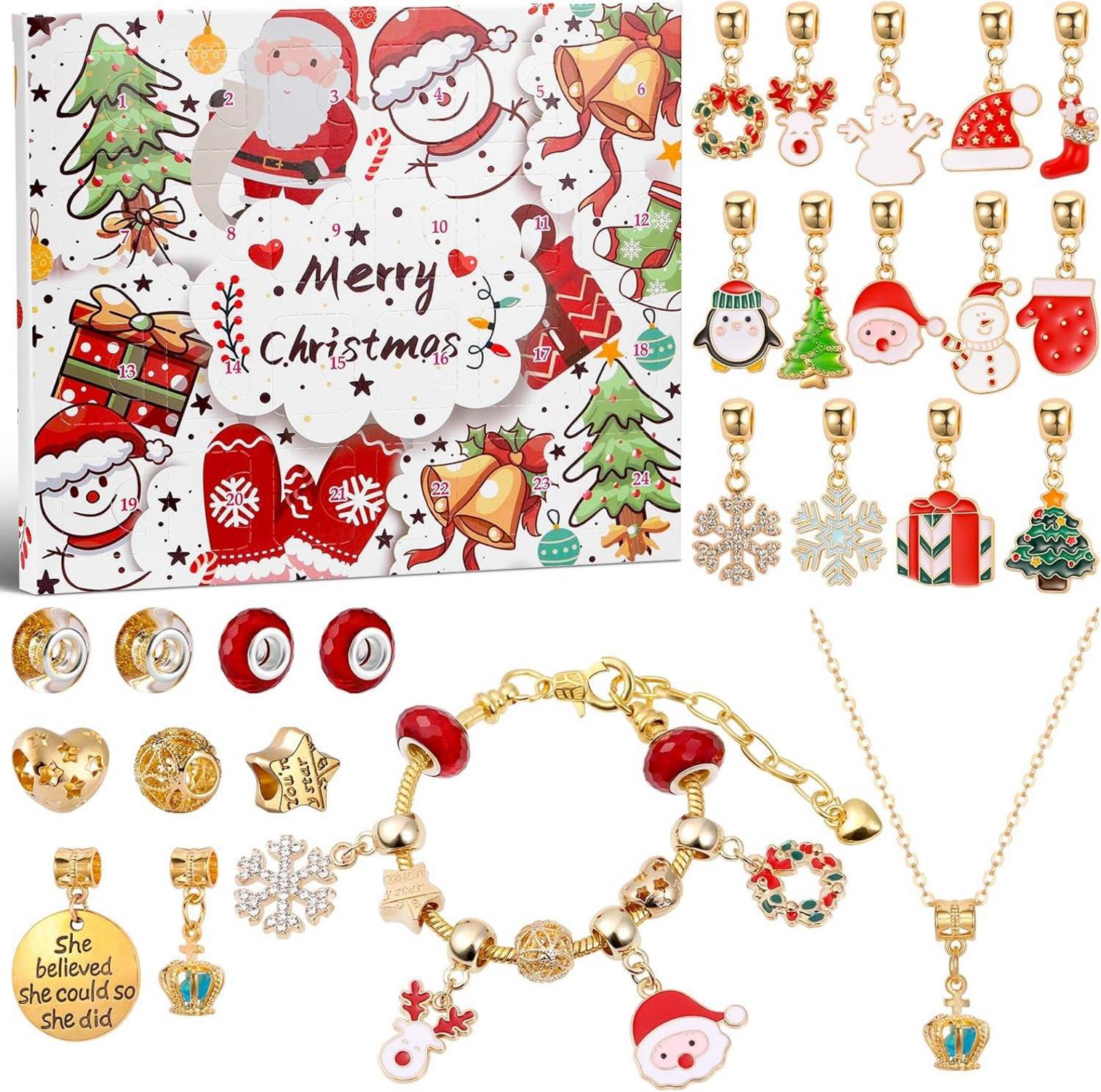 Schmuck Adventskalender 2024 Kinder Mädchen 24-tlg. Armband Halskette