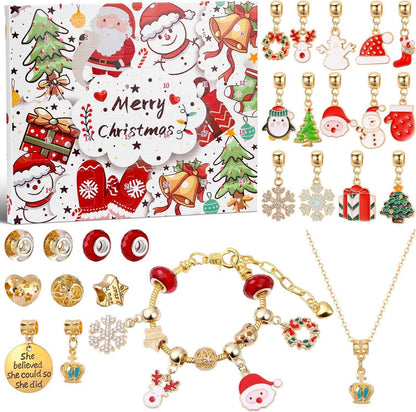 Schmuck Adventskalender 2024 Kinder Mädchen 24-tlg. Armband Halskette