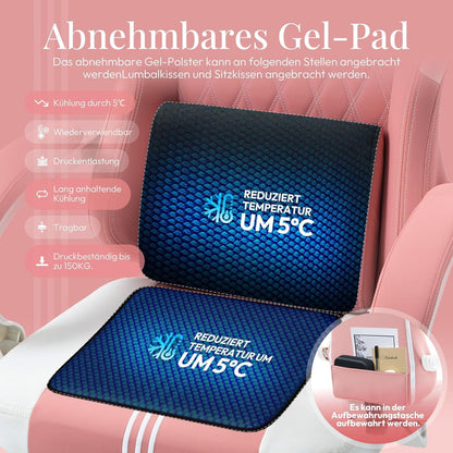 Gaming Stuhl mit Taschenfederkissen und Kühlung Gel, Ergonomischer