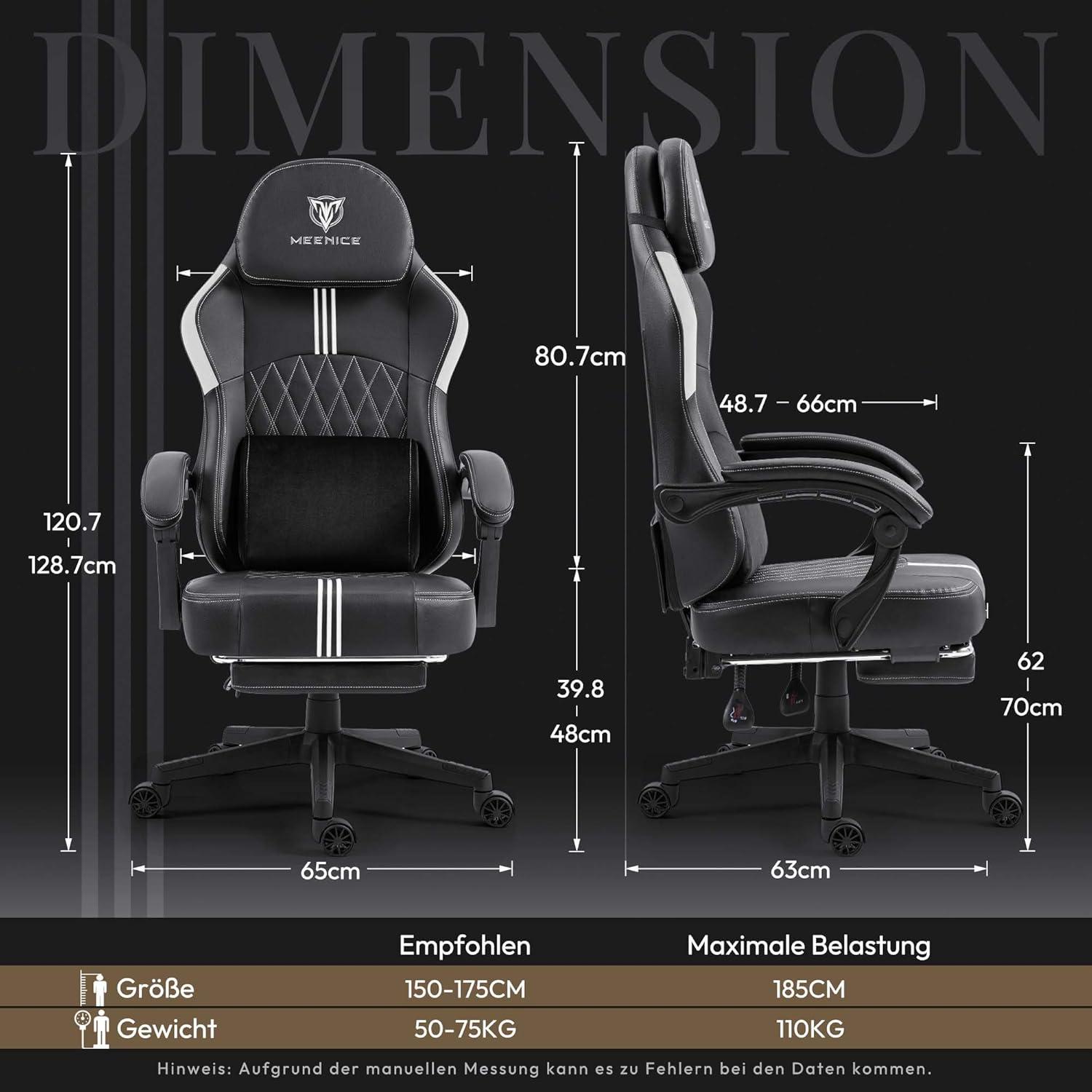 Ergonomischer Gaming Stuhl mit Massage und