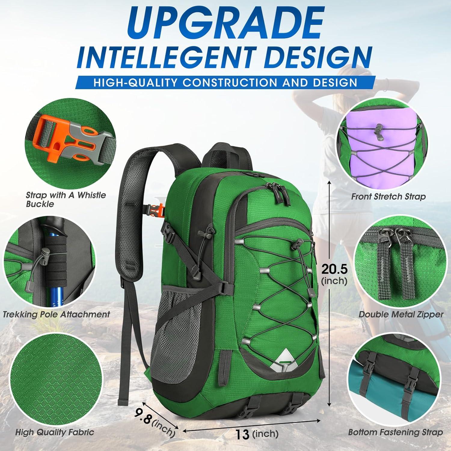 40L Wasserdichter Wanderrucksack Damen Herren Leicht Faltbar