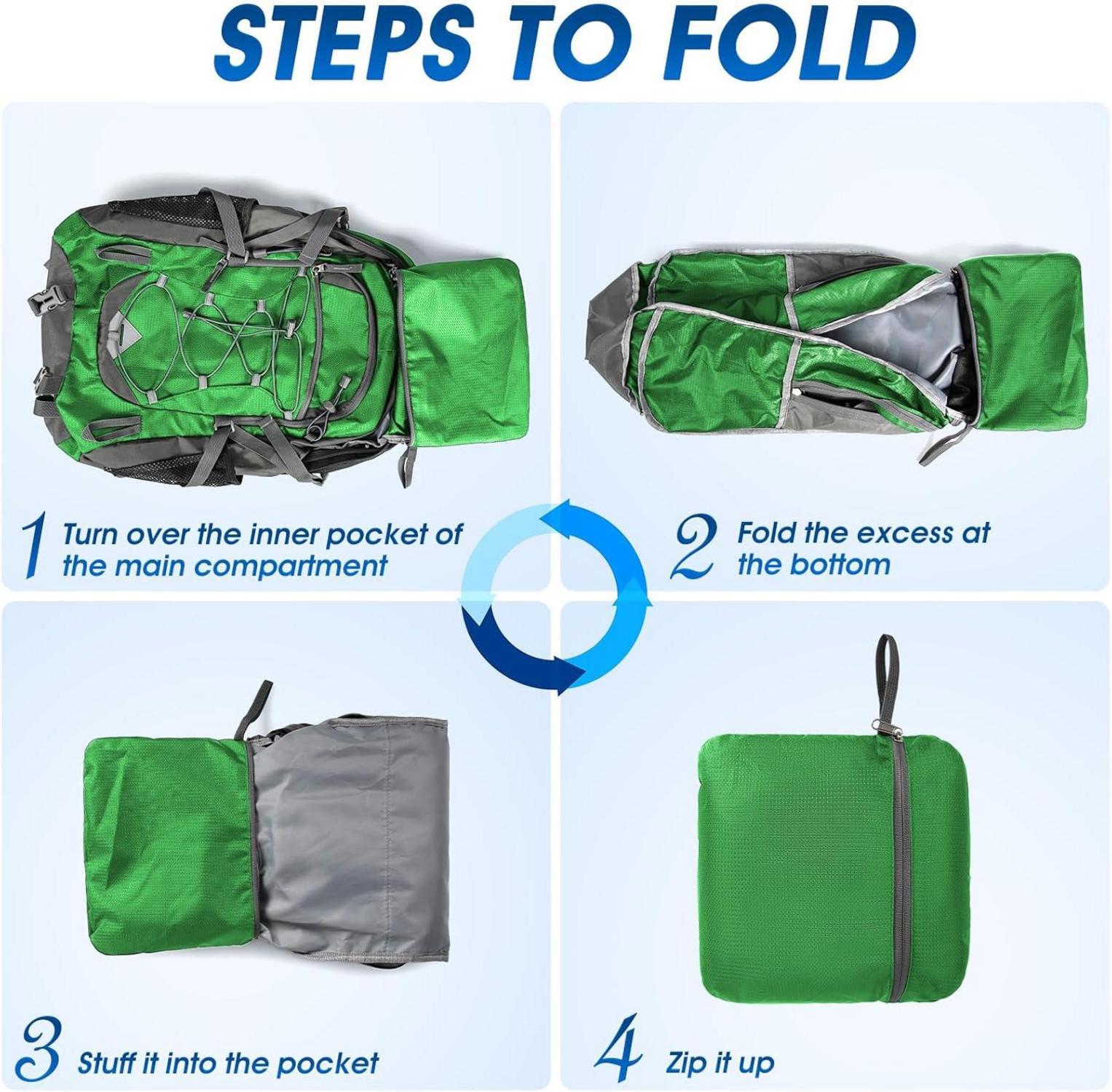 Wanderrucksack 40L Wasserdicht Leicht Faltbar Trekking Sport