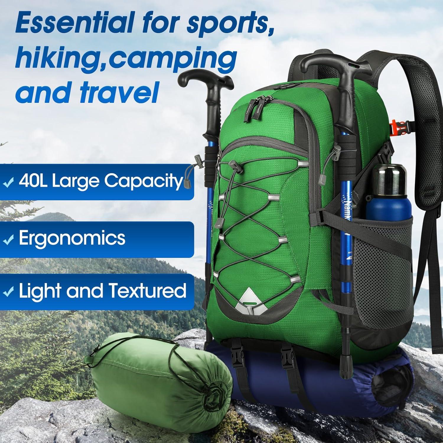 Leichter Faltbarer Wanderrucksack 40L Wasserdicht Trekking Radfahren