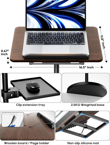 Verstellbarer Buchständer 2-in-1 Schwarz, Laptop Tablet Notenständer 132 cm