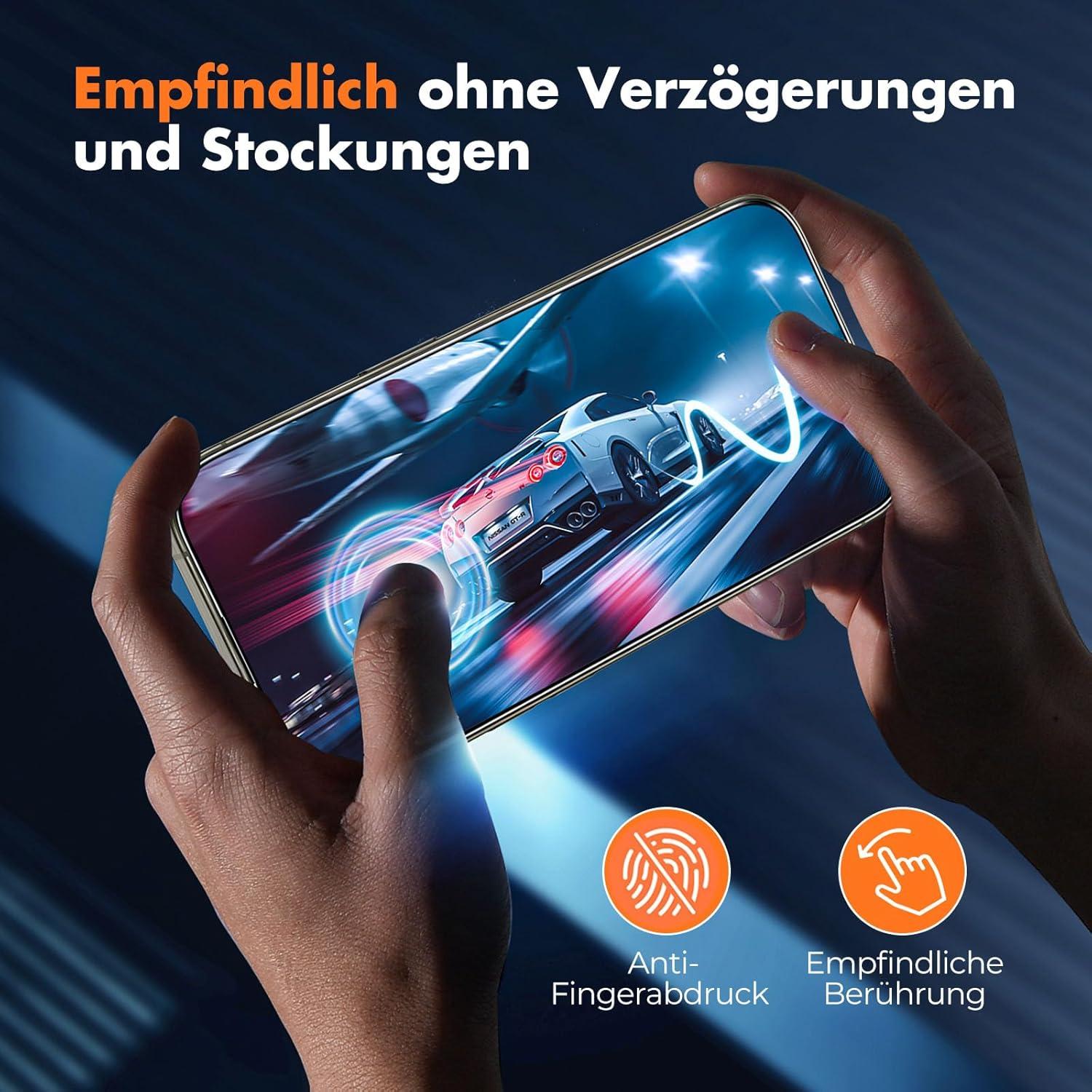 Displayschutzfolie iPhone 16 Pro Max 3er Pack - Stoßfestes HD-Glas, Anti-Fingerabdruck
