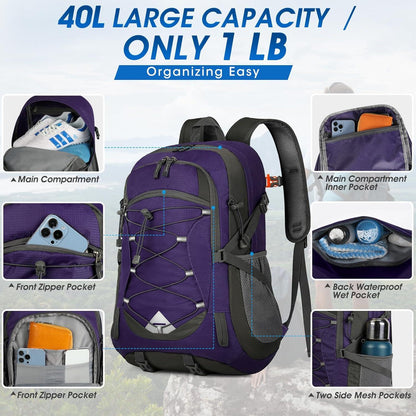 40L Wasserdichter Wanderrucksack Leicht Faltbar Reflexstreifen