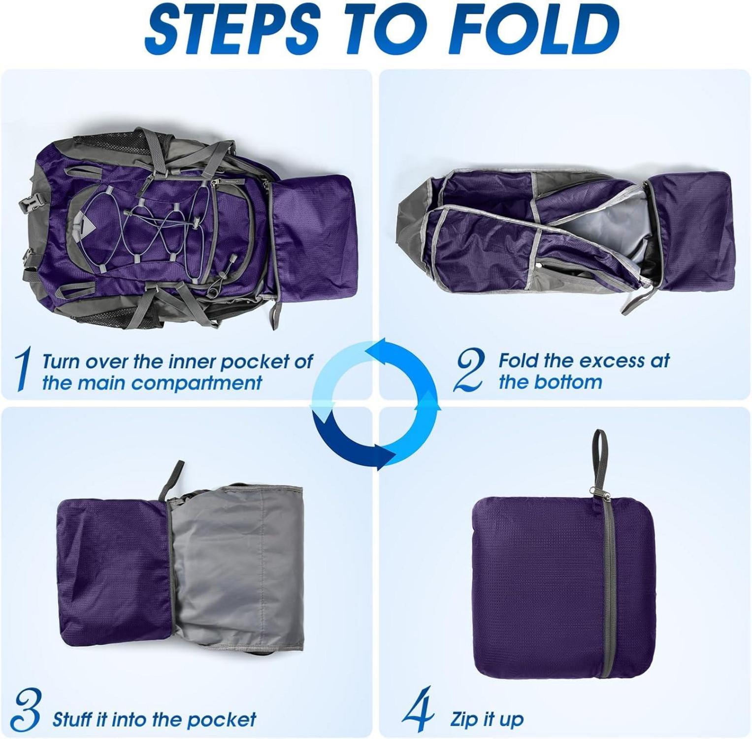 Wanderrucksack 40L Wasserdicht Leicht Faltbar Trekkingrucksack