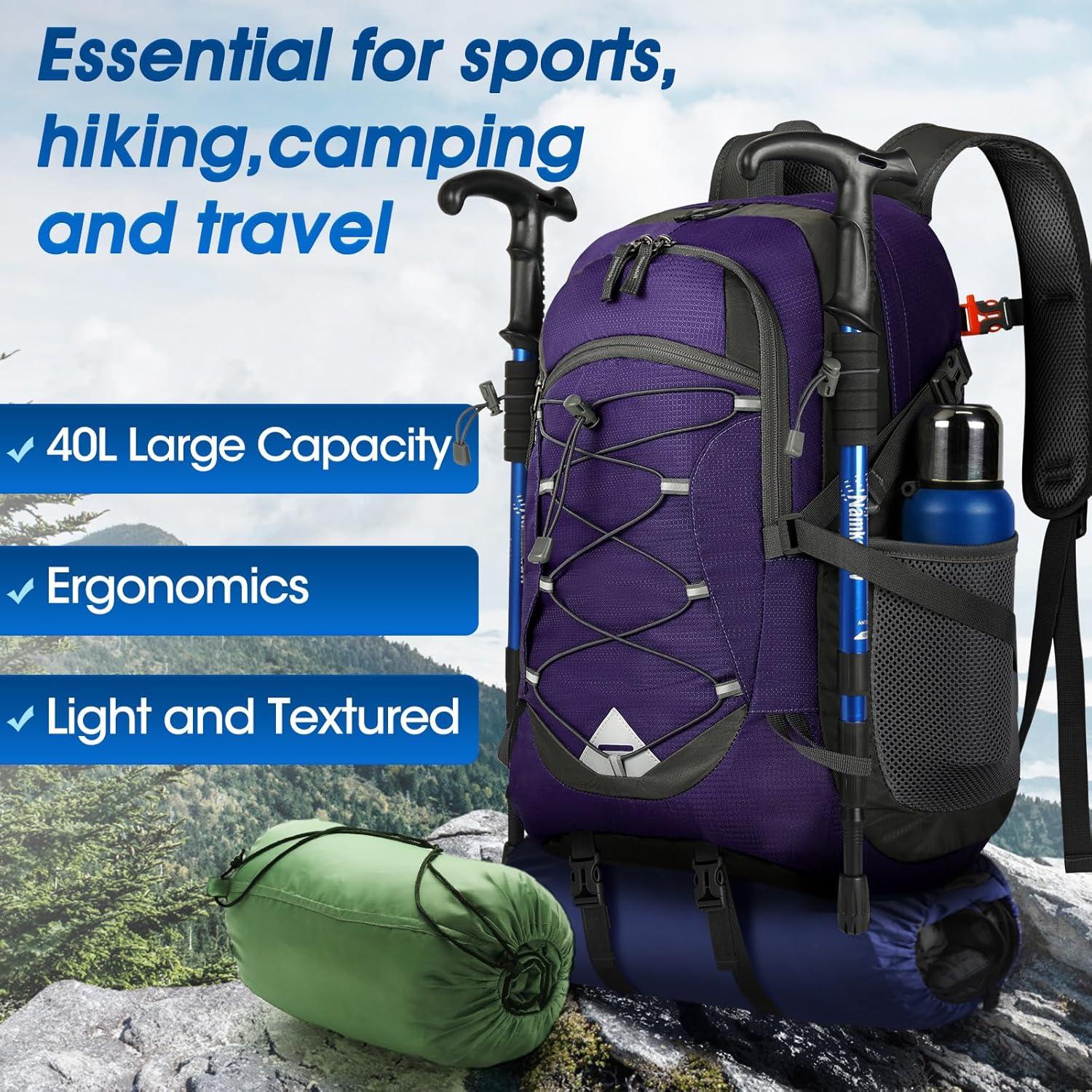 40L Wasserdichter Wanderrucksack Leicht Faltbar Reflexstreifen