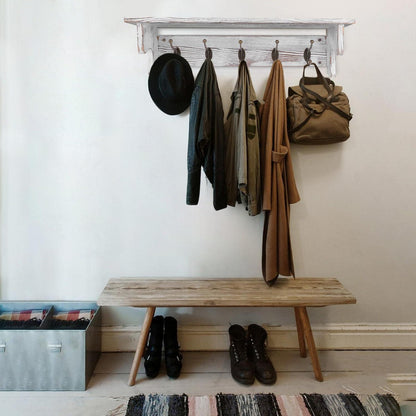 Rustikales Wandregal mit Haken – Garderobe für Flur & Diele