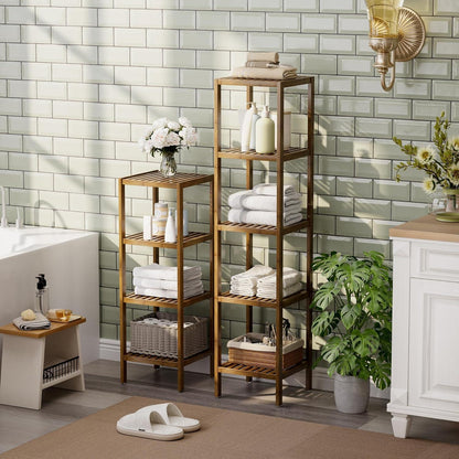 Badezimmer-Aufbewahrungsregal 5 Ebenen Bambus Walnuss