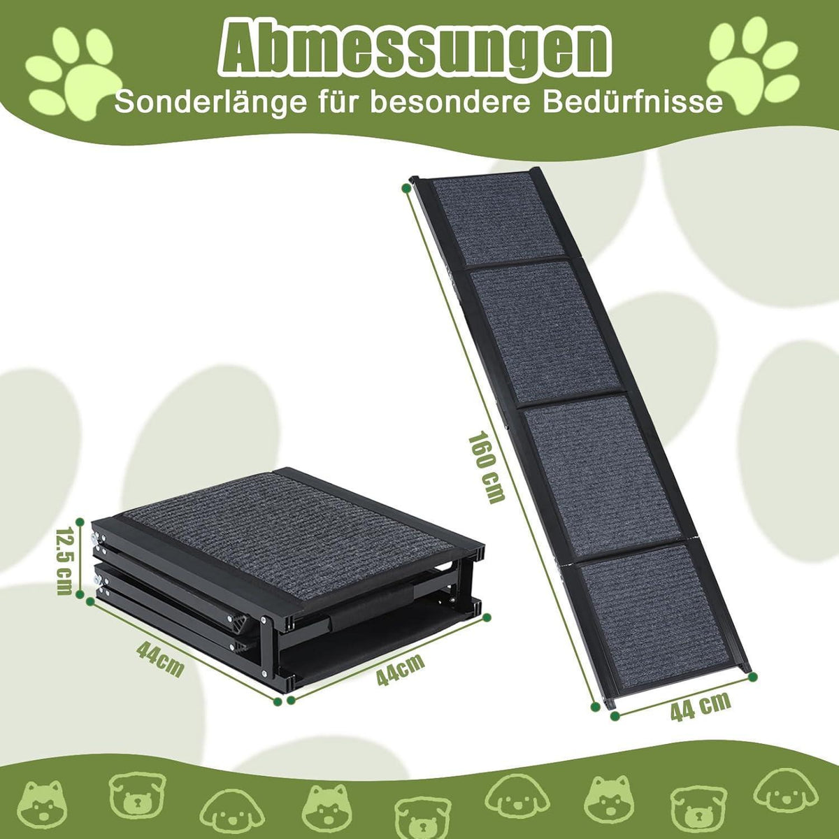 Klappbare Hunderampe 160cm – Sicherer Einstieg Auto, SUV, LKW