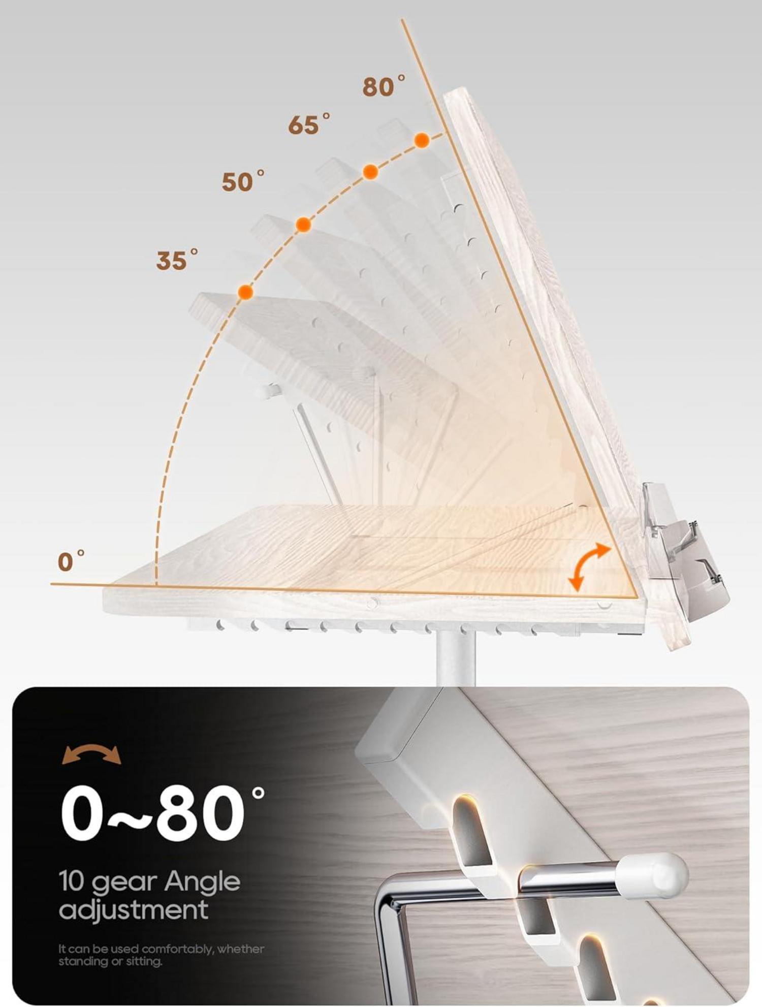 Verstellbarer Buchständer - Dual-Use Boden- und Tischhalter, 10 einstellbare Winkel, stabil & langlebig