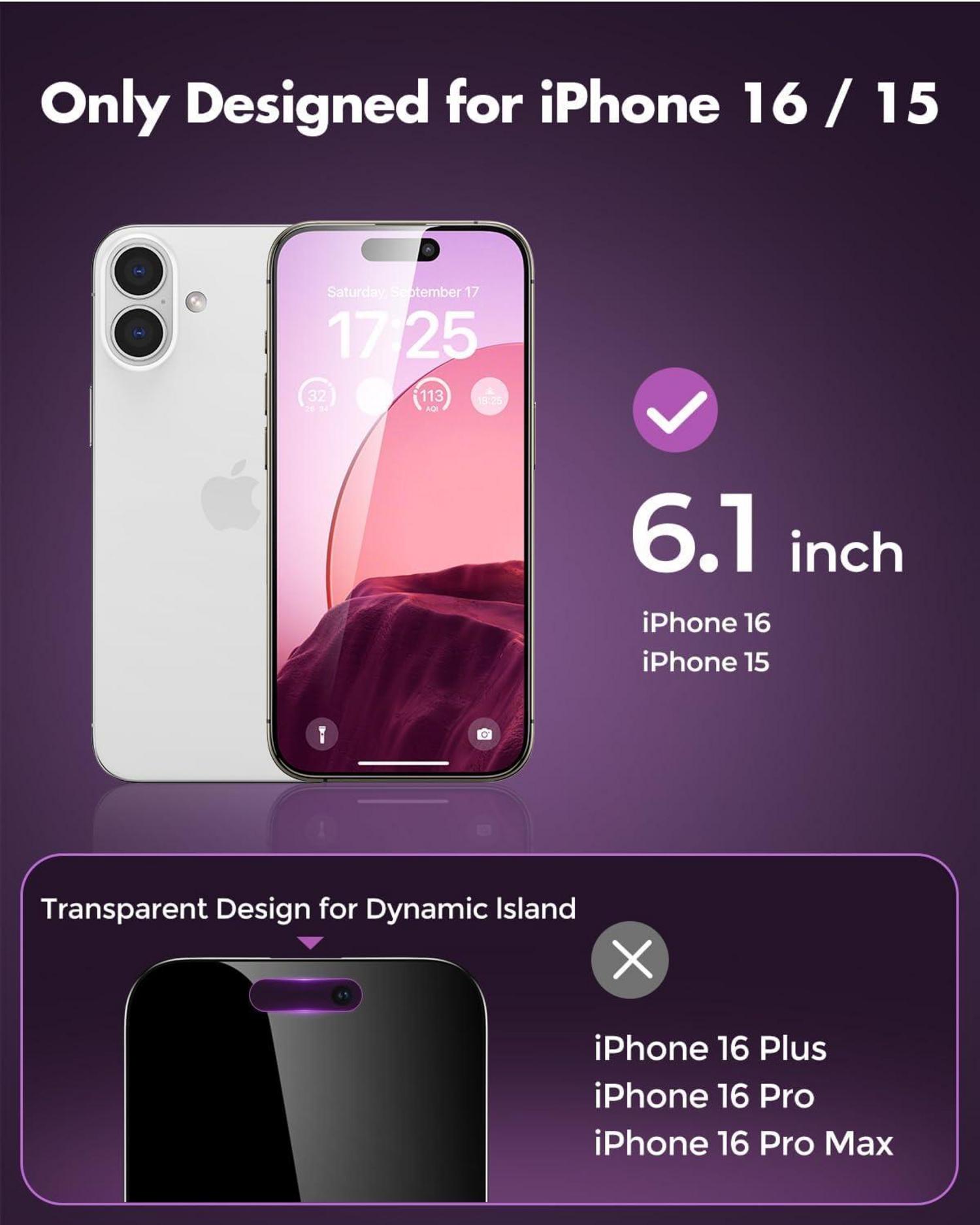 Panzer Schutzglas für iPhone 16 - 9H Härte - 28° Sichtschutz